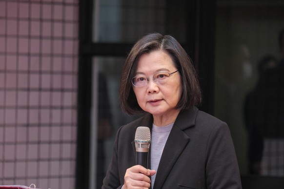 TAIPEI, TAIWAN - DECEMBER 30: Taiwanese President Tsai Ing-wen giving her remarks during the Inauguration of theÂ All-out Defense Mobilization Agency in Taipei, Taiwan, December 30, 2021. Walid Berraz ...