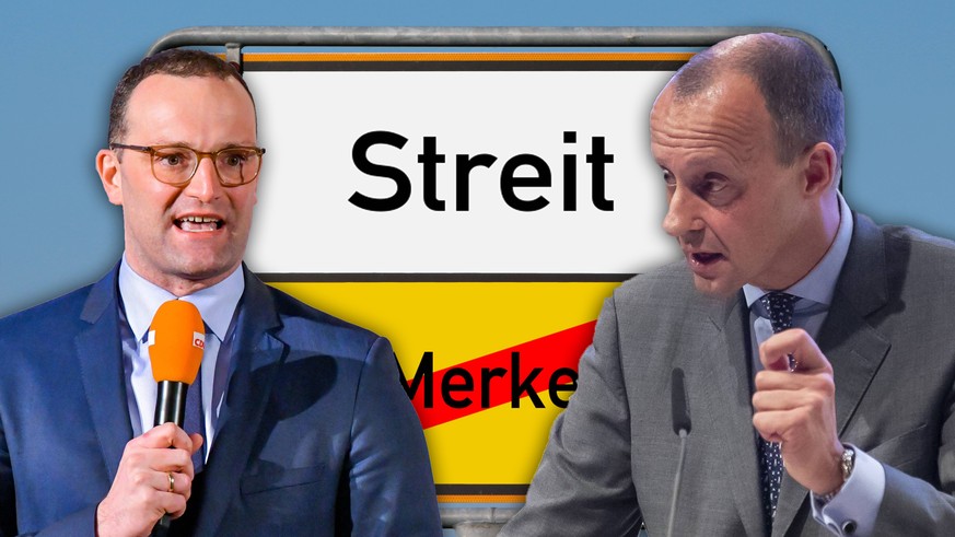 Jens Spahn (l.) und Friedrich Merz werben derzeit in Regionalkonferenzen.&nbsp;