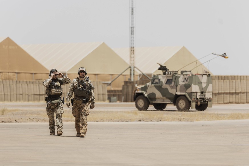 Soldaten der Bundeswehr, aufgenommen im Camp Castor in Gao, 12.04.2022. Gao Mali *** Soldiers of the German Armed Forces, taken at Camp Castor in Gao, 12 04 2022 Gao Mali Copyright: xFlorianxGaertnerx