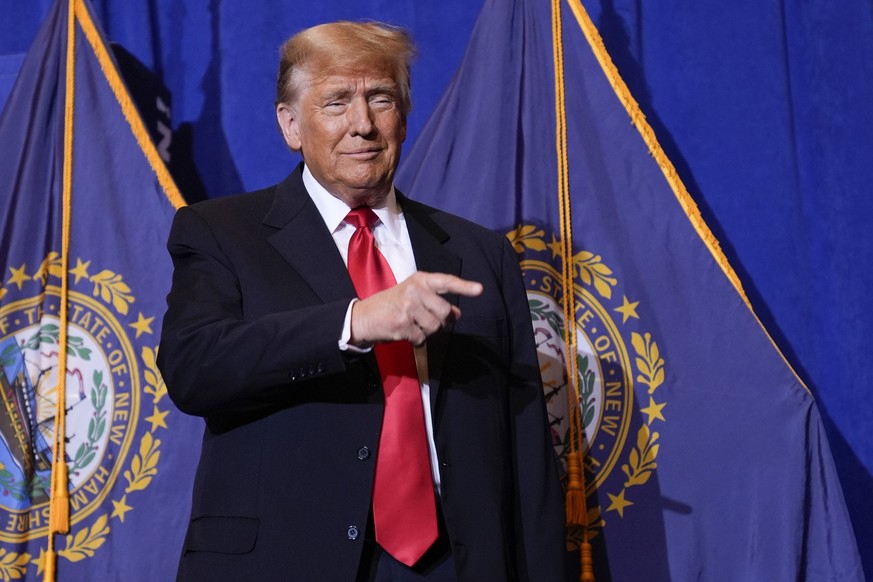 Republican presidential candidate former President Donald Trump speaks at a campaign event in Atkinson, N.H., Tuesday, Jan. 16, 2024. (AP Photo/Matt Rourke)