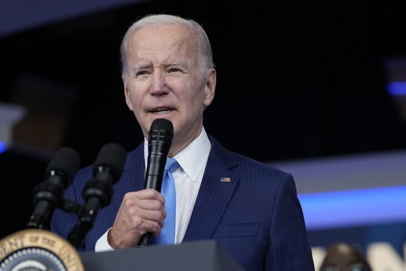 FILE - President Joe Biden speaks in the South Court Auditorium on the White House complex in Washington, Dec. 8, 2022. Biden is set to play host to dozens of African leaders in Washington this coming ...
