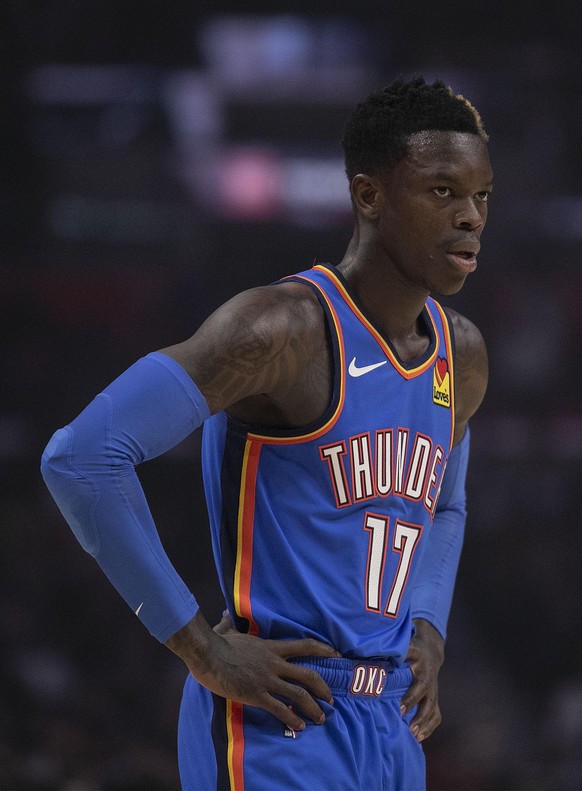 November 18, 2019, Los Angeles, California, United States of America: Dennis Schroder 17 of the Oklahoma Thunder during their NBA, Basketball Herren, USA game with the Los Angeles Clippers on Monday N ...