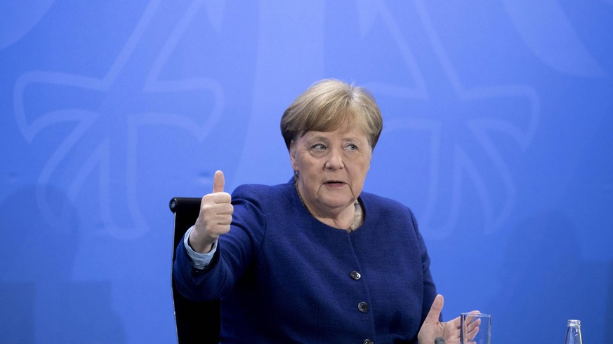 Angela Merkel, Press Call Coronavirus Crisis DEU, Deutschland, Germany, Berlin, 30.04.2020 Bundeskanzlerin Angela Merkel waehrend der Pressekonferenz nach der Telefonschaltkonferenz mit den Regierungs ...