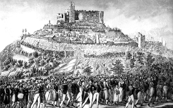 Ein Stich vom Hambacher Fest 1832. 
