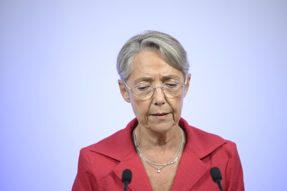 French Prime Minister Elisabeth Borne delivers a press conference after the second round of the legislatives elections at the Hotel de Matignon in Paris, France on June 19, 2022 Photo by Eliot Blondet ...