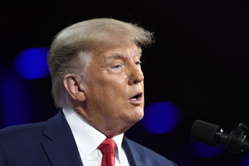 President Donald Trump addresses attendees at the Conservative Political Action Conference CPAC 2021 in Orlando, Florida on Sunday, February 28,2021. PUBLICATIONxINxGERxSUIxAUTxHUNxONLY ORP20210228049 ...