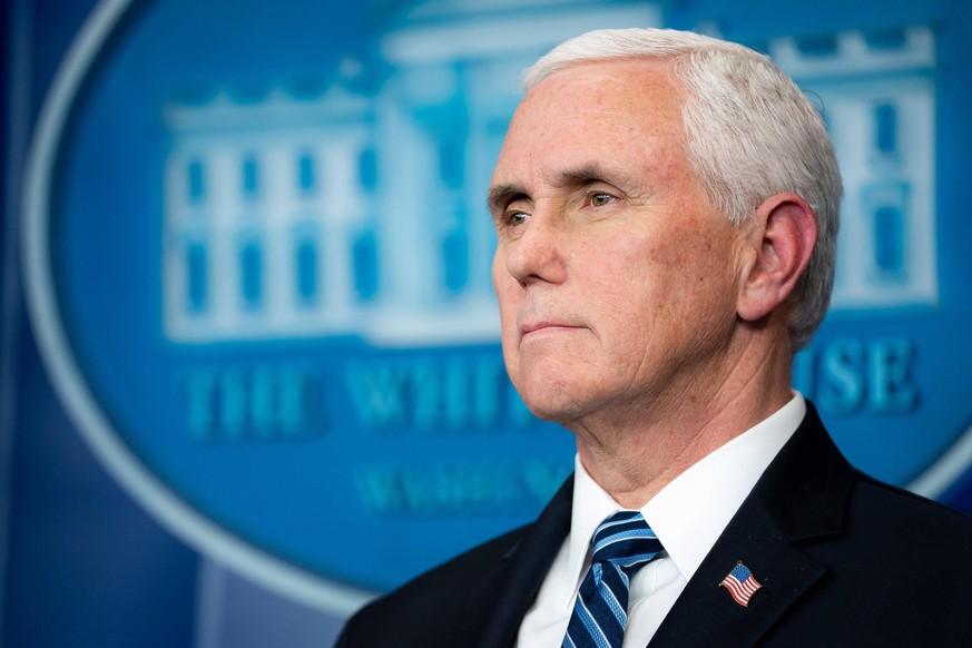 April 24, 2020, Washington, The District of Columbia, United States Of America: Vice President Mike Pence attends a coronavirus update briefing Friday, April 24, 2020, in the James S. Brady Press Brie ...