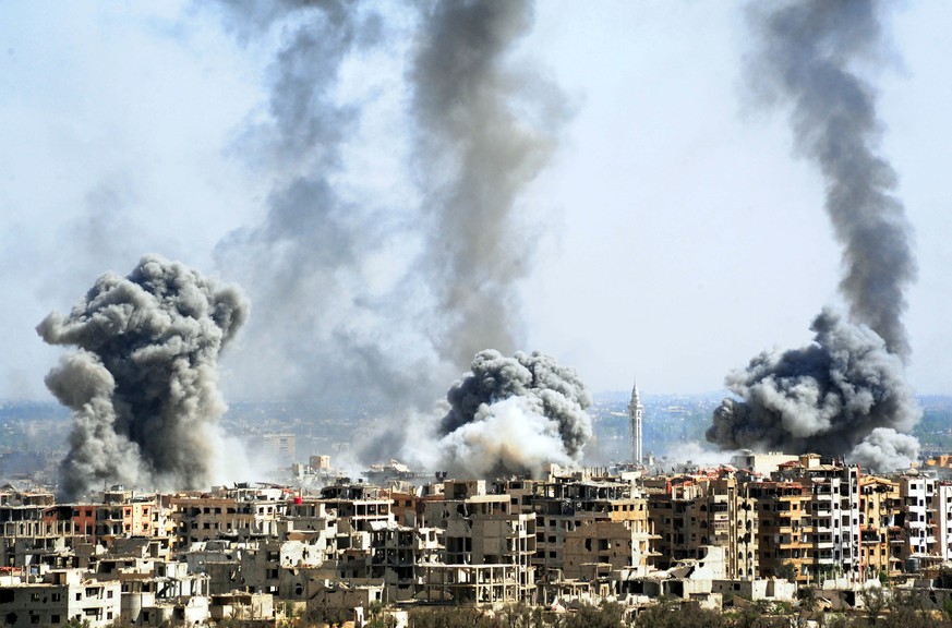 Ein Luftschlag in Damaskus.