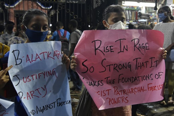 KOLKATA, WEST BENGAL, INDIA - 2020/10/05: Calcutta University students holding posters to express solidarity to Manisha Valmiki, a 19 years old Dalit girl from Hathras, Uttar Pradesh who was gang-rape ...