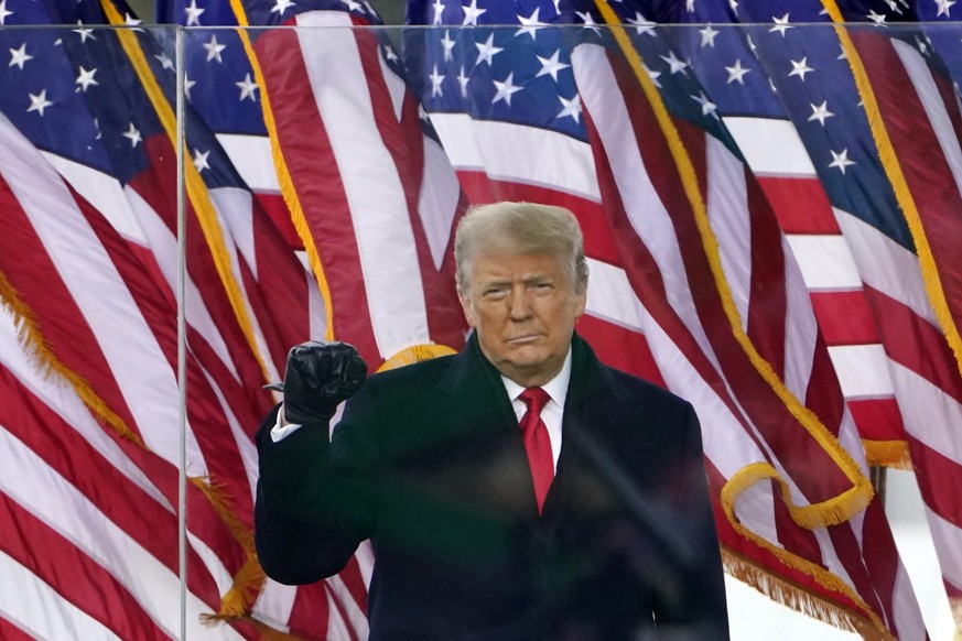 President Donald Trump gestures as he arrives to speak at a rally on Jan. 6, 2021, in Washington. Facebook parent Meta is reinstating former President Donald Trump&#039;s personal account after two-ye ...