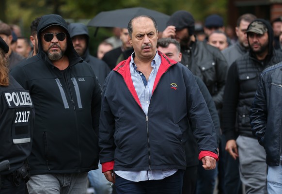 BERLIN, GERMANY - SEPTEMBER 13: Mahmoud Al-Zein, head of the Kurdish-Lebanese Al-Zein clan, departs after attending the funeral of Nidal R. at the New 12 Apostles cemetery on September 13, 2018 in Ber ...