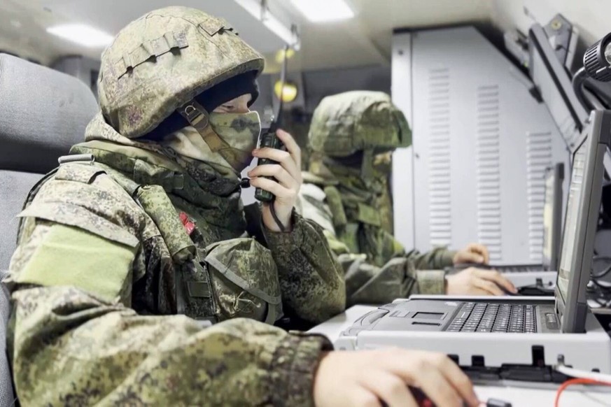 NOVEMBER 22, 2022: A serviceman operates a Moskit unmanned aerial vehicle launched during the special military operation in Ukraine. Moskit is designed to disrupt enemy command and data communication  ...