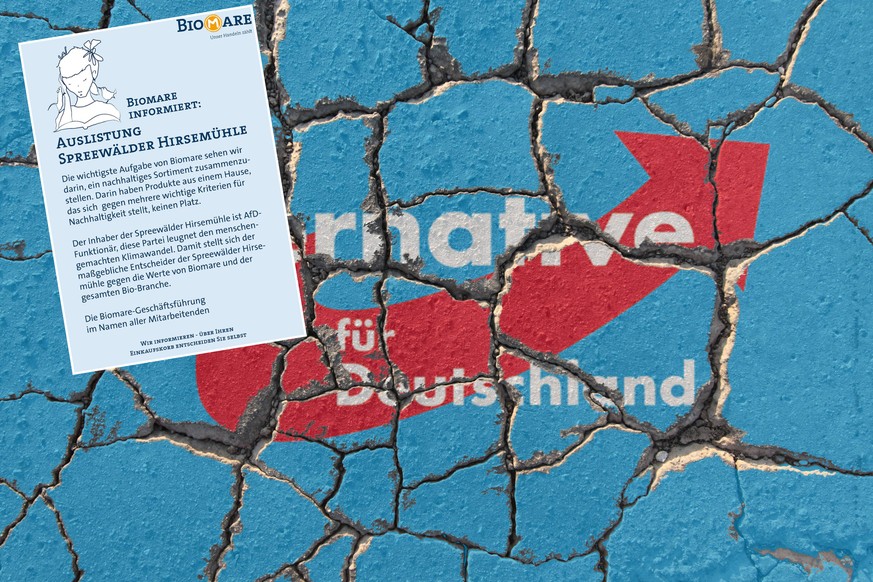 Symbolbild zum Austritt von Parteigründer Bernd Lucke aus der Partei AfD Alternative für Deutschland und der unsicheren Zukunft der Partei: Logo der AfD mit Rissen

Symbol image to Exit from Party fou ...