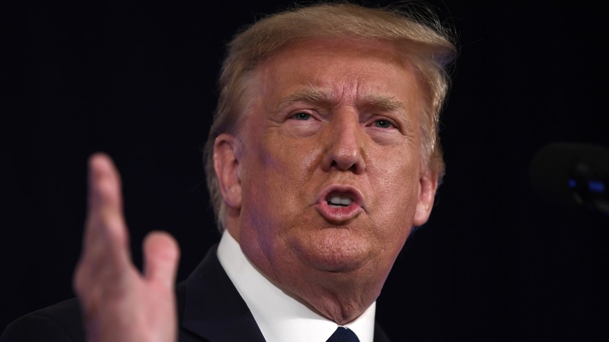 President Donald Trump speaks at Trump National Golf Club Bedminster in Bedminster, N.J., Friday, Aug. 7, 2020. (AP Photo/Susan Walsh)