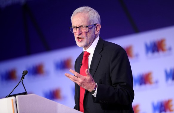 Jeremy Corbyn, leader of the Labour Party, gives a speech at the EEF National Manufacturing conference, in London, Britain, February 19, 2019. REUTERS/Hannah McKay