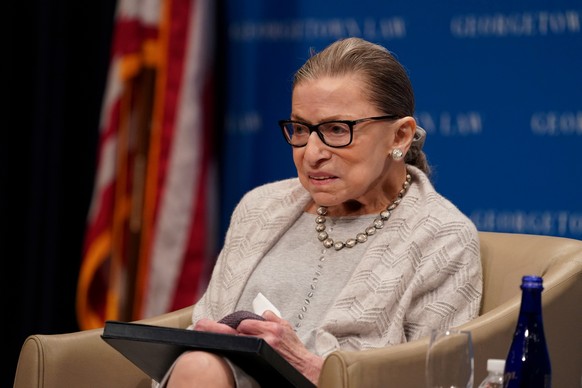 FILE PHOTO: U.S. Supreme Court Justice Ruth Bader Ginsburg participates in a discussion hosted by the Georgetown University Law Center in Washington, D.C., U.S., September 12, 2019. REUTERS/Sarah Silb ...