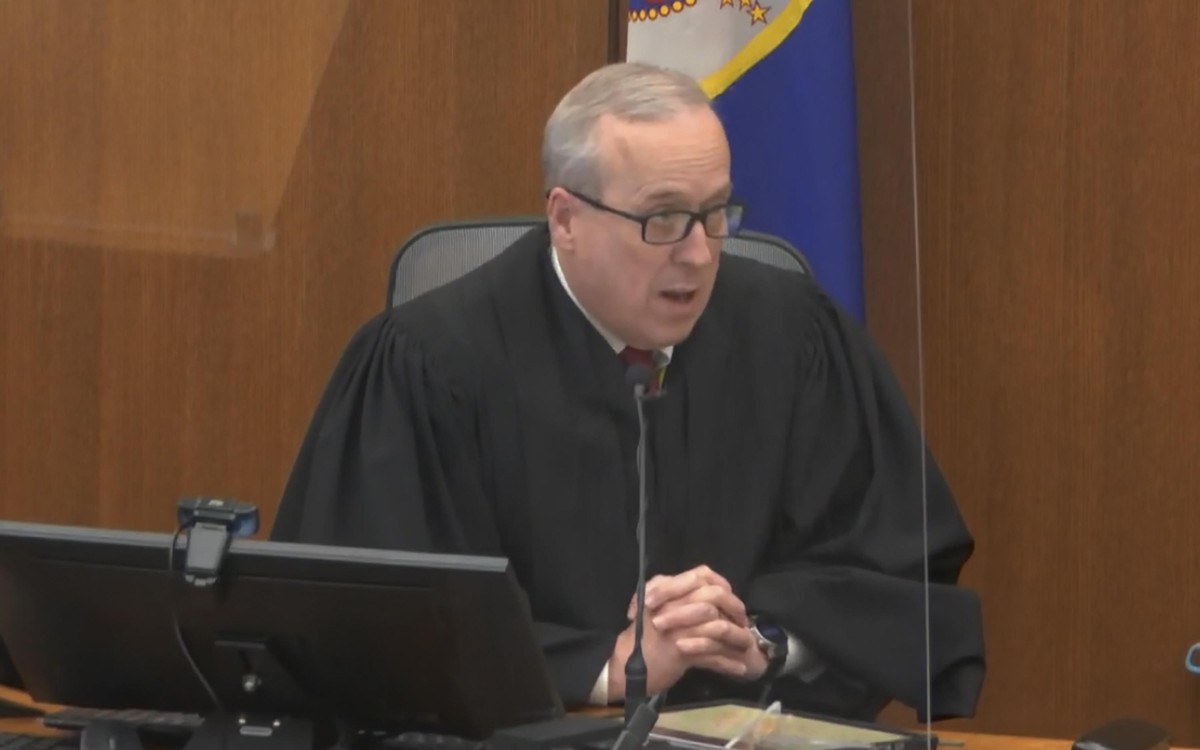 In this image from video, Hennepin County Judge Peter Cahill speaks to the jury after the state and the defense rest their case, Thursday, April 15, 2021, in the trial of former Minneapolis police Off ...