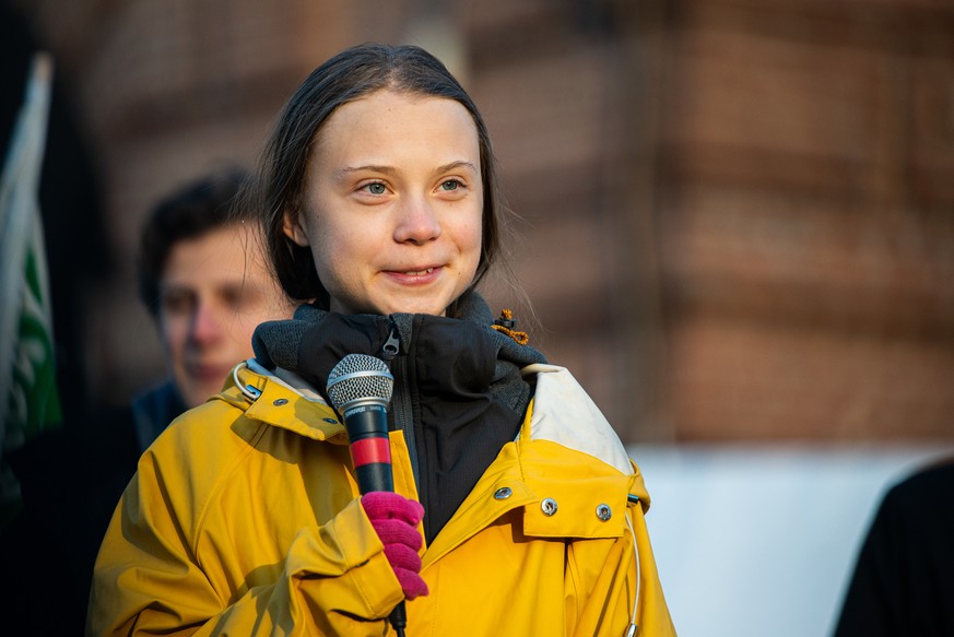 Italy: Greta Thunberg in Turin The Swedish activist Greta Thunberg speaks in Piazza Castello during the Friday for future in Turin, Italy. Turin Piedmont/Turin Italy AlbertoxGandolfo