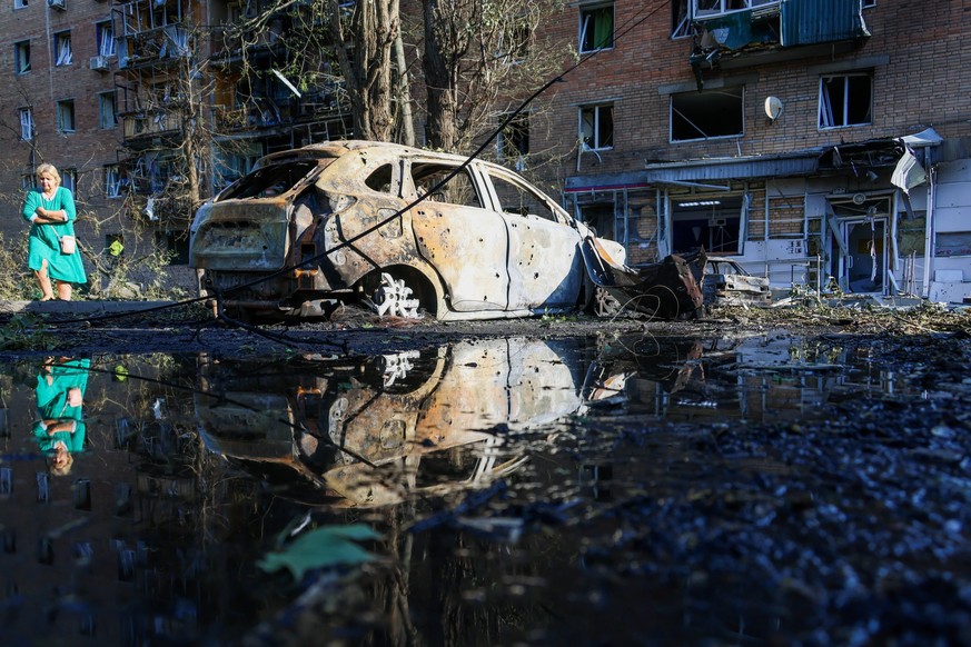 RUSSIA, KURSK - AUGUST 11, 2024: A view of a residential house and a car damaged in a military attack by the Armed Forces of Ukraine. Vladimir Gerdo/TASS PUBLICATIONxINxGERxAUTxONLY 72995476