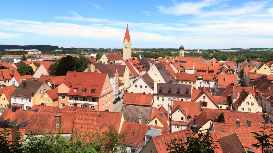 Cityscape of old town Kaufbeuren in Bavaria, Germany