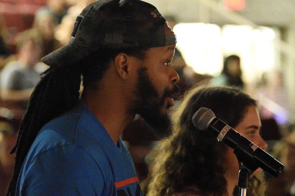 August 7, 2018 - Philadelphia, Pennsylvania, United States - Maj Toure of Black Guns Matter is one of the members from the audience who raised a question for the panel at the end of the Town Hall on G ...