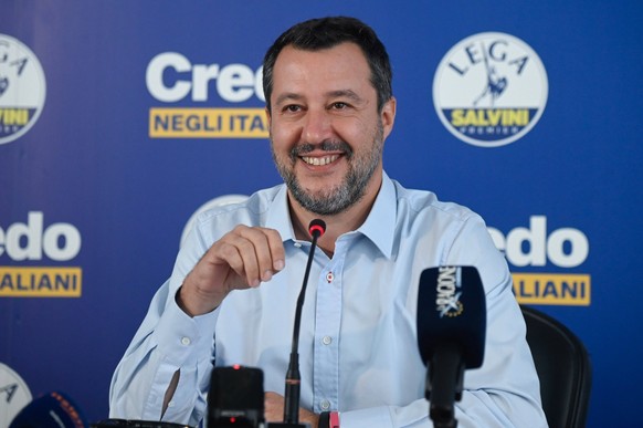 Milan, Matteo Salvini press conference to comment on the results of the 2022 political elections In the photo: Matteo Salvini PUBLICATIONxNOTxINxITA Copyright: xSimonaxChiocciax/xipa-agency.netx/xFoto ...