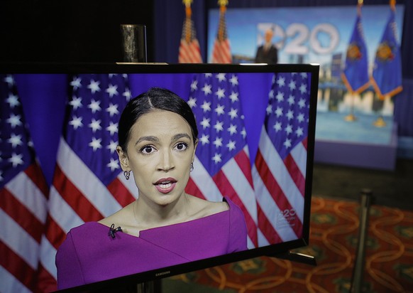 MILWAUKEE, WISCONSIN - AUGUST 18: U.S. Rep. Alexandria Ocasio-Cortez (D-NY) addresses the second night of the virtual 2020 Democratic National Convention as she seconds the nomination of U.S. Senator  ...