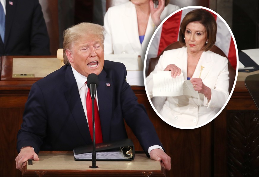 Donald Trump lobte sich selbst, Nancy Pelosi zeigte deutlich, was sie von seiner Rede hielt.