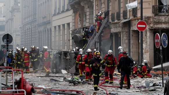 Firemen work at the site of an explosion in a bakery shop in the 9th District in Paris, France, January 12, 2019 REUTERS/Benoit Tessier