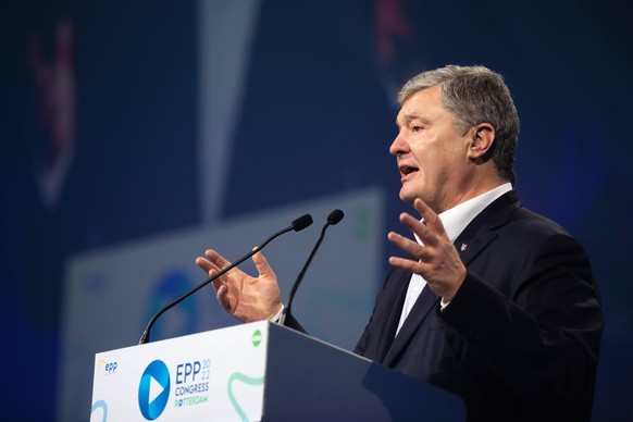 May 31, 2022, Rotterdam, Netherlands: Fifth President of Ukraine Petro Poroshenko speaks during the European People s Party Congress The European Peoples Party EPP concluded its 27th Congress in Rotte ...