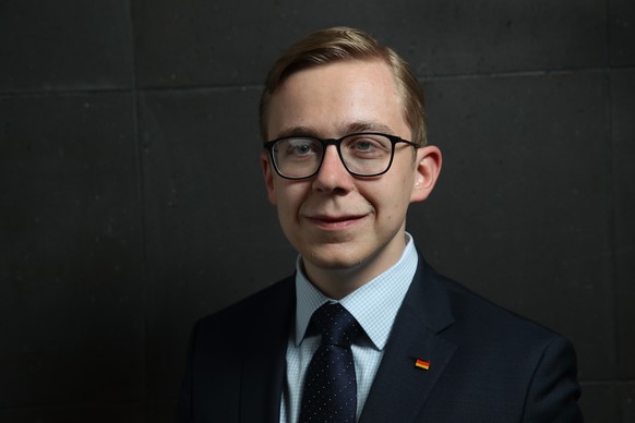 BERLIN, GERMANY - APRIL 16: Philipp Amthor, a politician of the German Christian Democrats (CDU) in the Bundestag, poses for a photo before speaking to the Foreign Journalists&#039; Association on Apr ...