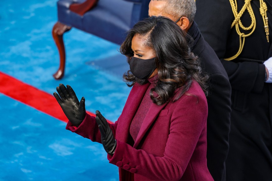 January 20, 2021, Washington, District of Columbia, USA: WASHINGTON, DC - JANUARY 20: Former U.S. President Barack Obama and former first lady Michelle Obama arrive to the inauguration of U.S. Preside ...