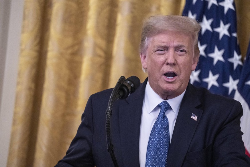 United States President Donald J. Trump delivers remarks on Operation Legend: Combatting Violent Crime in American Cities in the East Room of White House in Washington, D.C., U.S., on Wednesday, July  ...