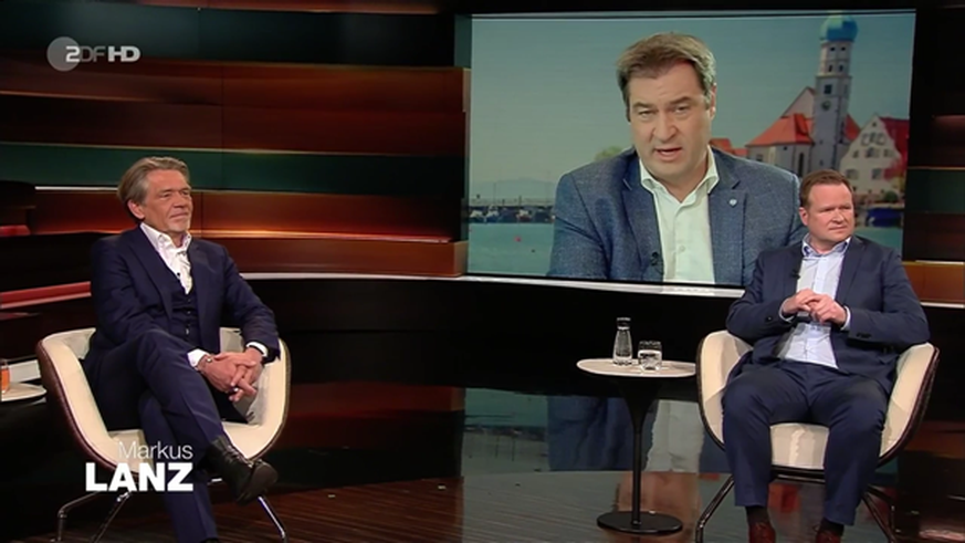 Markus Söder (m.) oder Armin Laschet – Wer wird Kanzler-Kandidat der CDU? Söder redet sich bei "Markus Lanz" geschickt raus.