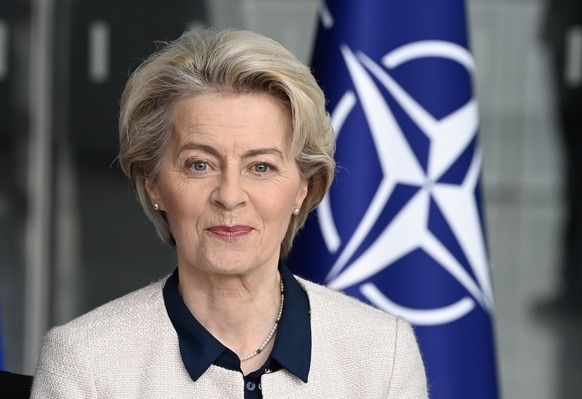 European Commission President Ursula von der Leyen smiles after signing a Joint Declaration on NATO-EU Cooperation at NATO headquarters in Brussels, Tuesday, Jan. 10, 2023. (John Thys, Pool Photo via  ...