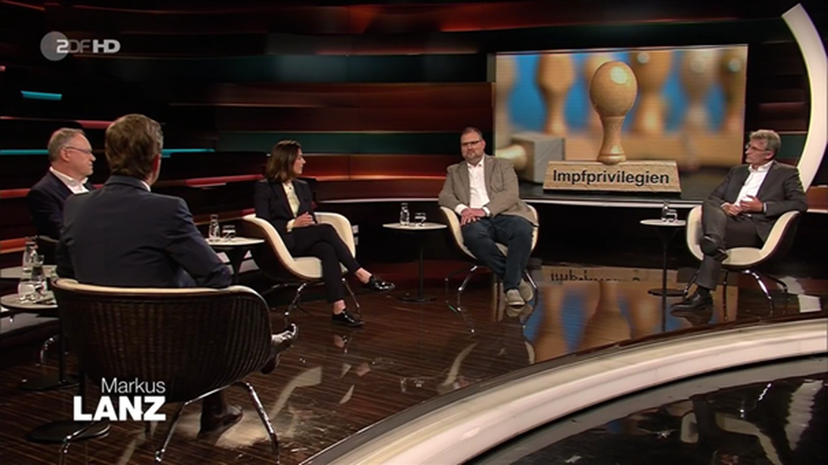 Die Gäste bei "Lanz" (v.l.n.r.): Stephan Weil, Anna Sauerbrey, Dr. Christian Kröner und Elmar Theveßen.