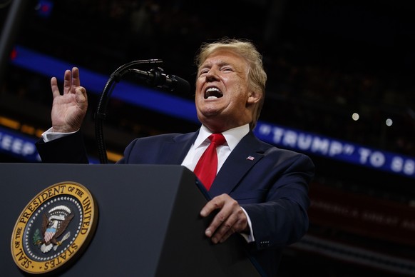 FILE - President Donald Trump speaks during his re-election kickoff rally at the Amway Center, Tuesday, June 18, 2019, in Orlando, Fla. (AP Photo/Evan Vucci, File)