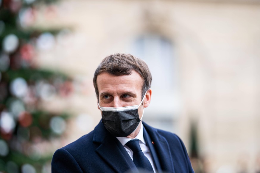 FRANCE - POLITICS - ANTONIO COSTA AT ELYSEE PALACE December 16, 2020, Paris 75, FRANCE. Photography by Xose Bouzas / Hans Lucas. Emmanuel MACRON, President of the French Republic, receives Antonio COS ...