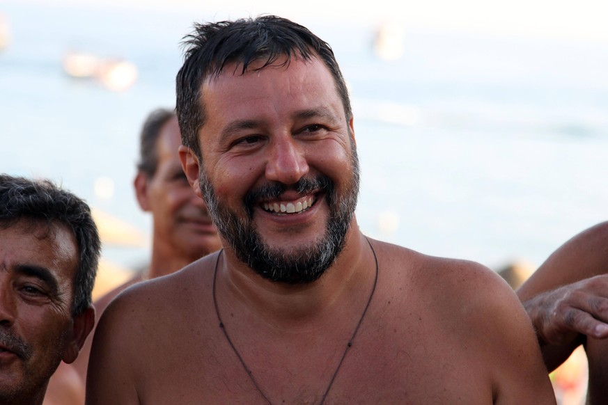 Foto IPP/Albano Angilletta Le Castella frazione di Isola di Capo Rizzuto provincia di Crotone giornata di riposo per il ministro degli interni Matteo Salvini - segretario del partto della Lega Nord -  ...