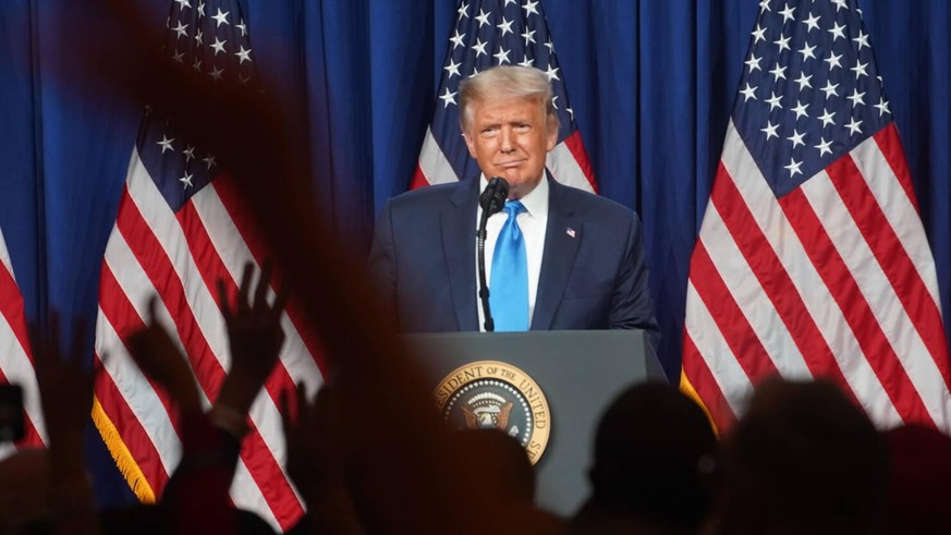 United States President Donald J. Trump speaks at the Republican National Convention in Charlotte, NC Monday, Aug. 24, 2020. The GOP convention was scaled back this year because of the coronavirus pan ...