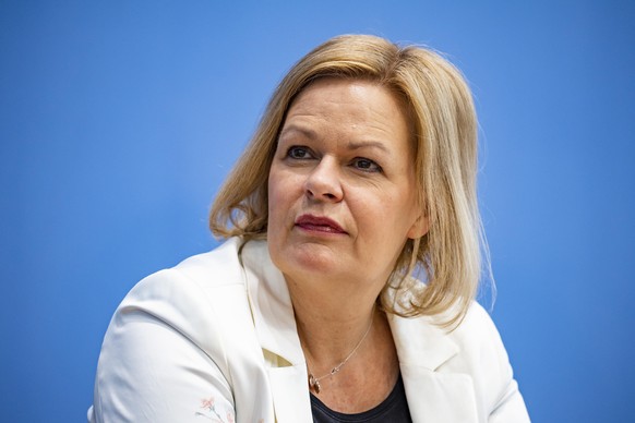 Federal Minister of the Interior and Home Affairs Nancy Faeser is pictured during the presentation of the Federal Criminal Statistics 2021 at the Bundespressekonferenz in Berlin, Germany on April, 202 ...