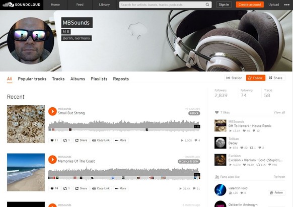 Screenshot von Marco Buschmanns Soundcloud