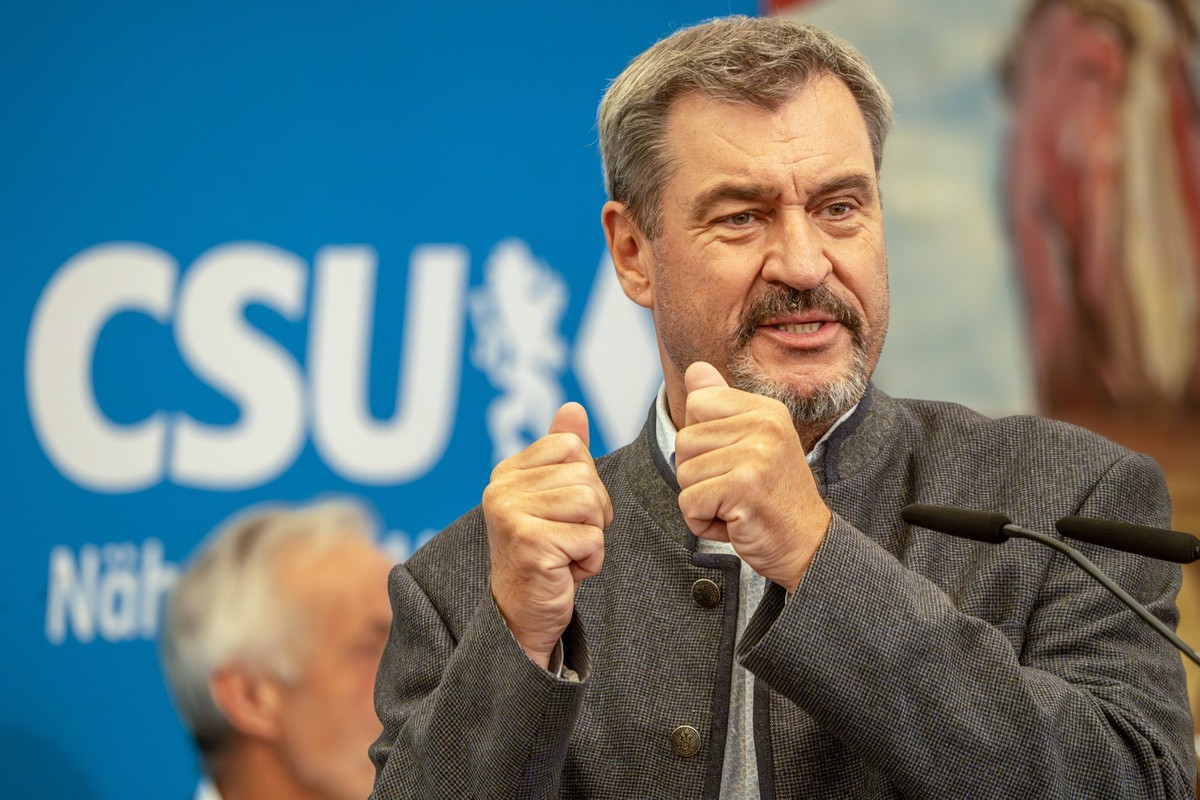 Markus Söder, Bayerischer Ministerpräsident, CSU, Politischer Frühschoppen beim Aubinger Herbstfest, Rede im Festzelt, München, 6. September 2025 Deutschland, München, 6. September 2025, Markus Söder, ...