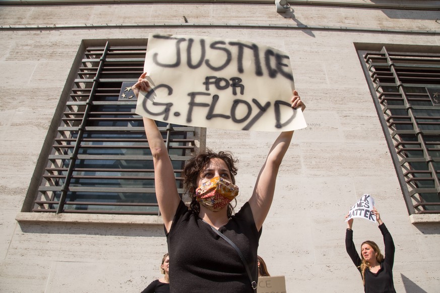 Italy: Justice for George Floyd in Rome Italian actress Blu Yoshimi during the Sit-in in front of United States Embassy in Via Veneto in Rome organized by a group of activists, including Italian actre ...