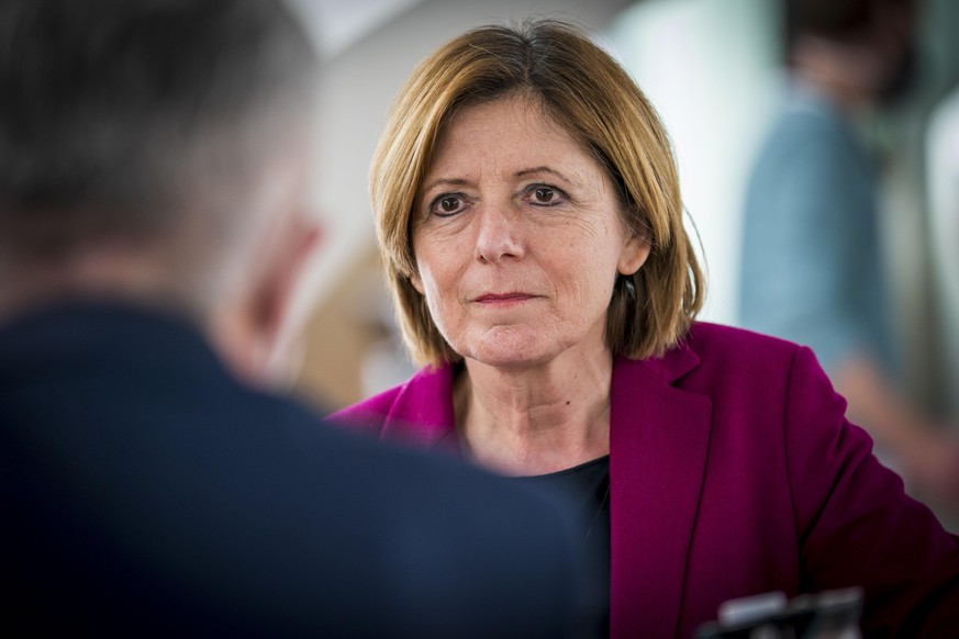 MAINZ, GERMANY - MARCH 04: Malu Dreyer, premier of Rhineland-Palatinate and member of the German Social Democrats (SPD), pictured before she records an election campaign talk in a studio made to look  ...