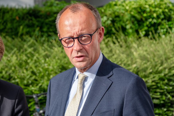 Kiel, Deutschland, 26. Juni 2023, Friedrich Merz besucht den Landesvorstand der CDU Schleswig-Holstein, Pressestatement von Friedrich Merz und Daniel Günther nach der Landesvorstandssitzung *** Kiel, ...