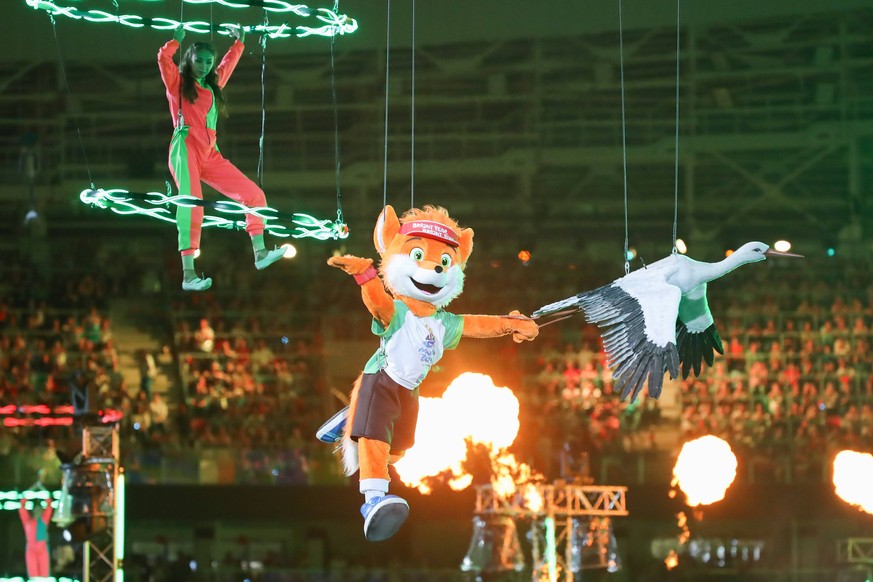OLYMPICS - Europaspiele Minsk 2019 MINSK,BELARUS,30.JUN.19 - OLYMPICS - European Games Minsk 2019, closing ceremony. Image shows a showact. PUBLICATIONxINxGERxHUNxONLY GEPAxpictures/xChristianxWalgram