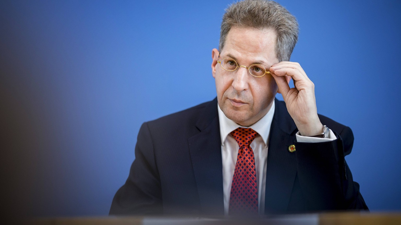 Hans-Georg Maassen, Praesident des Bundesamtes fuer Verfassungsschutz (BfV) stellt den Verfassungsschutzbericht 2017 in der Bundespressekonferenz vor. 24.07.2018. Berlin Deutschland *** Hans Georg Maa ...