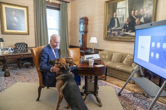 July 26, 2022, Washington, District of Columbia, USA: President JOE BIDEN posted a photo of himself on social media with his dog Commander after his virtual meeting with the Chairman of SK Group. Bide ...