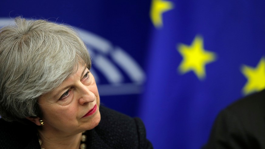 British Prime Minister Theresa May attends a news conference with European Commission President Jean-Claude Juncker in Strasbourg, France March 11, 2019. REUTERS/Vincent Kessler
